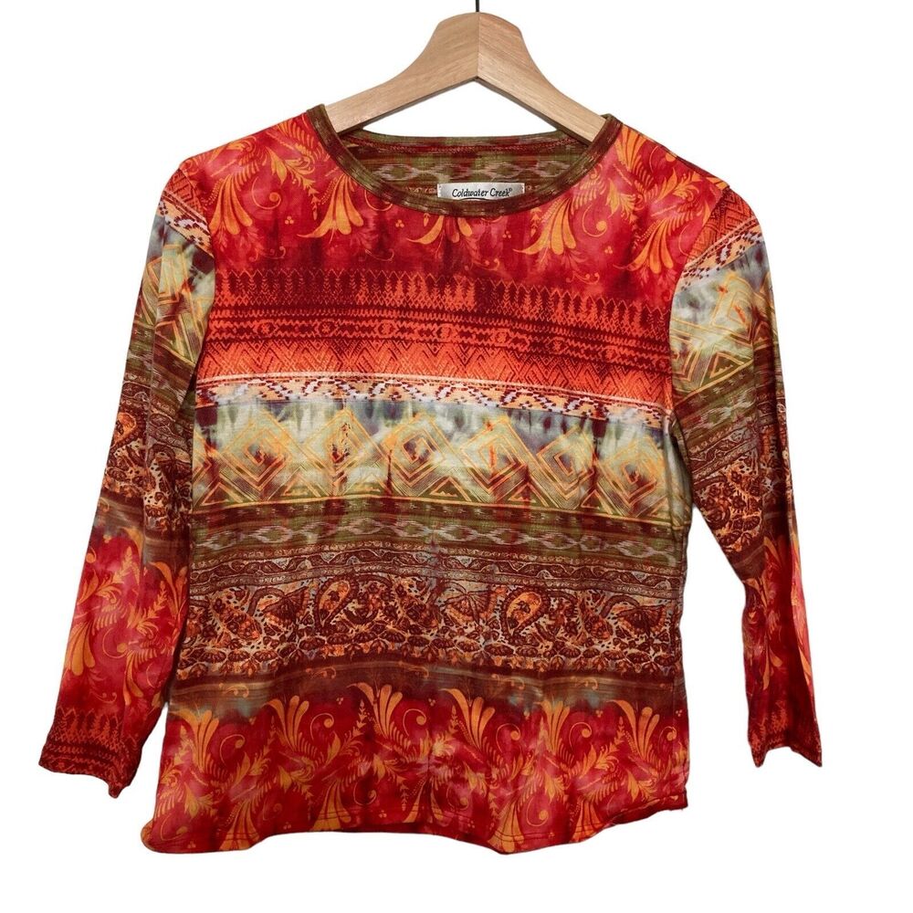 Coldwater Creek Womens Size XS 4-6 Colorful Blouse Tunic Top